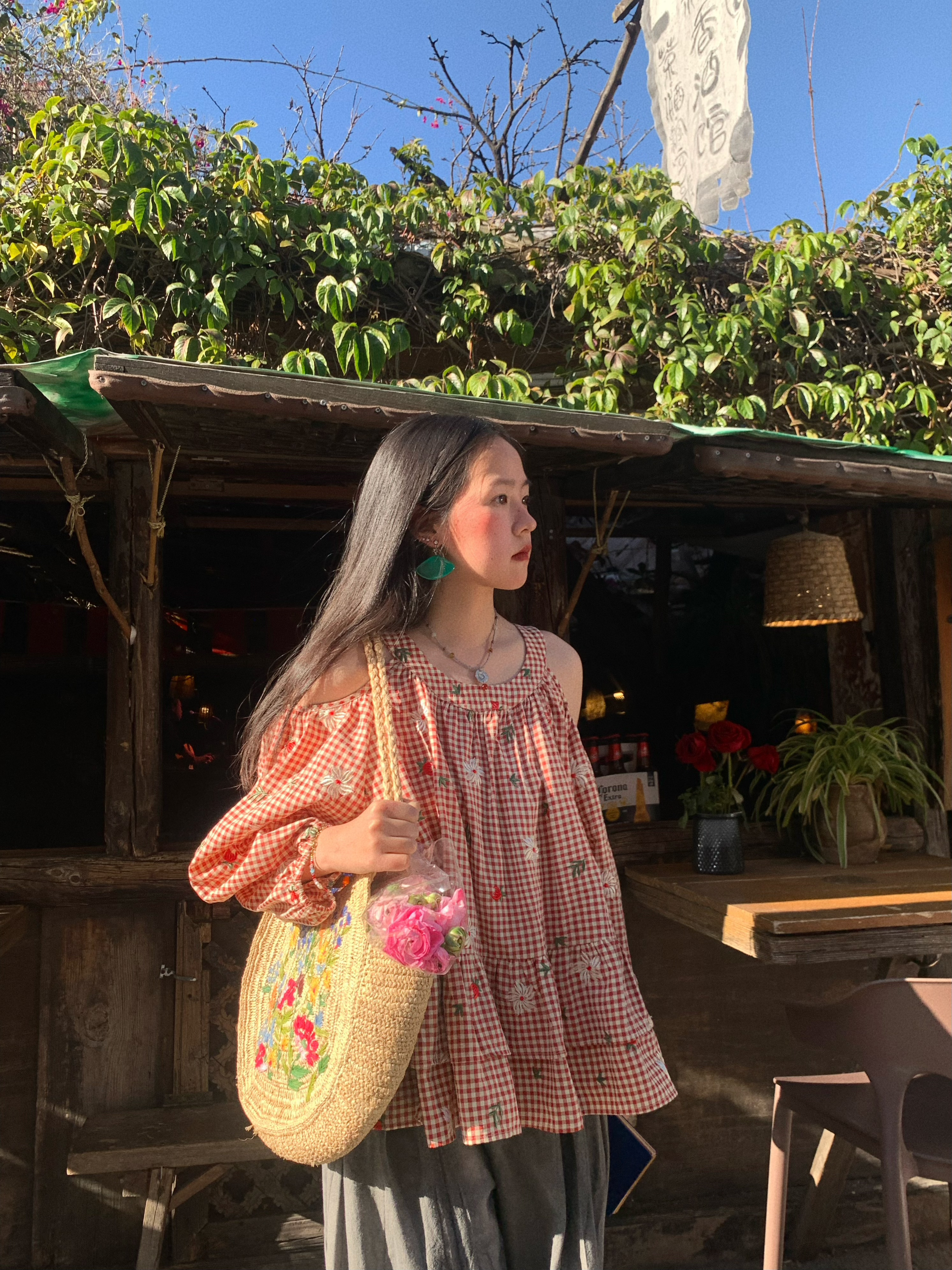 Off-Shoulder Retro Embroidered Cotton Doll Shirt - Women's Spring Lantern Sleeve Top in Rose Bay Style