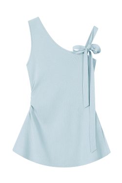 Off-Shoulder Waist-Cinched Top for Women, Sleeveless Vest, Trendy Youthful Blouse, Unique Design, Perfect for Y2K and Korean Style Fashion