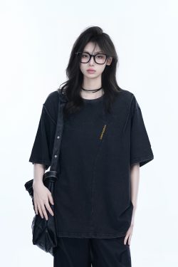 Oversized American Retro Style Short Sleeve T-Shirt for Women - 