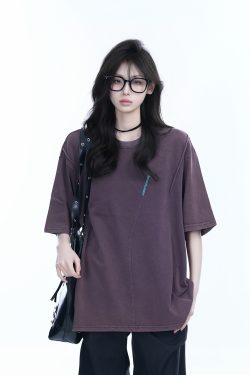 Oversized American Retro Style Short Sleeve T-Shirt for Women - 
