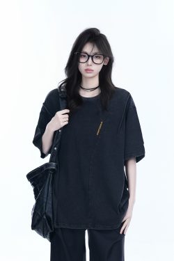 Oversized American Retro Style Short Sleeve T-Shirt for Women - 