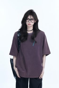 Oversized American Retro Style Short Sleeve T-Shirt for Women - "Sit and Eat Until the Mountains Are Empty" Vintage-Inspired Design