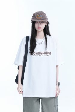Oversized American Street Style Heavy Short-Sleeve T-Shirt for Women - 