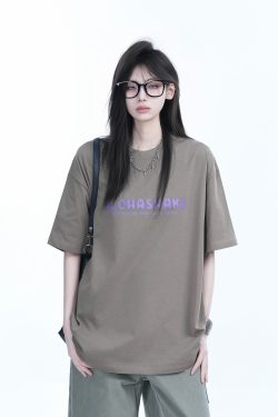 Oversized American Street Style Heavy Short-Sleeve T-Shirt for Women - "Sit and Eat Until the Mountains Are Empty", Casual Y2K Fashion