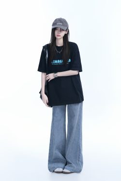 Oversized American Street Style Heavy Short-Sleeve T-Shirt for Women - 