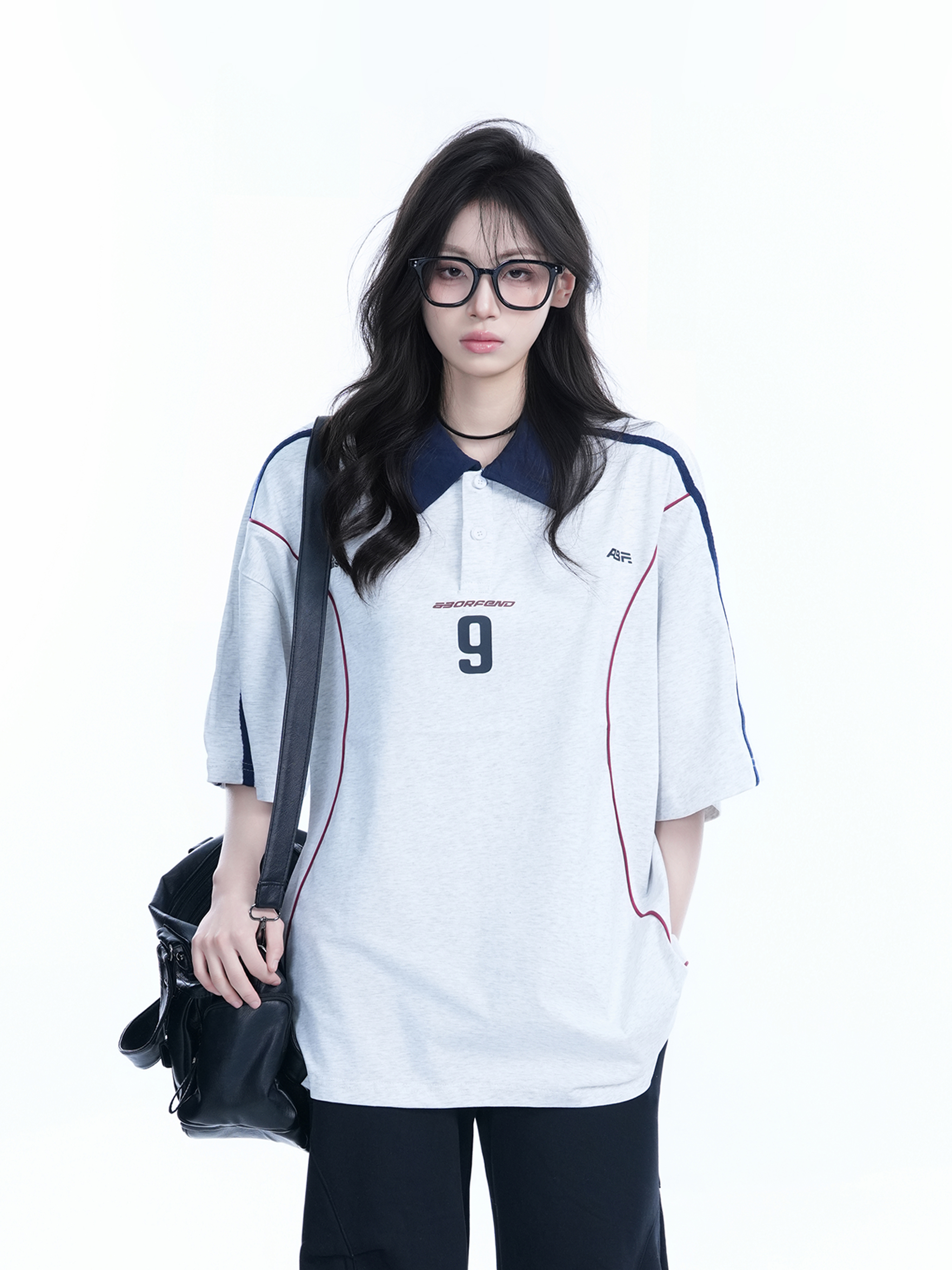 Oversized Black Short Sleeve T-Shirt for Women with American Street Style Collar and Quote, Casual Y2K Fashion Top