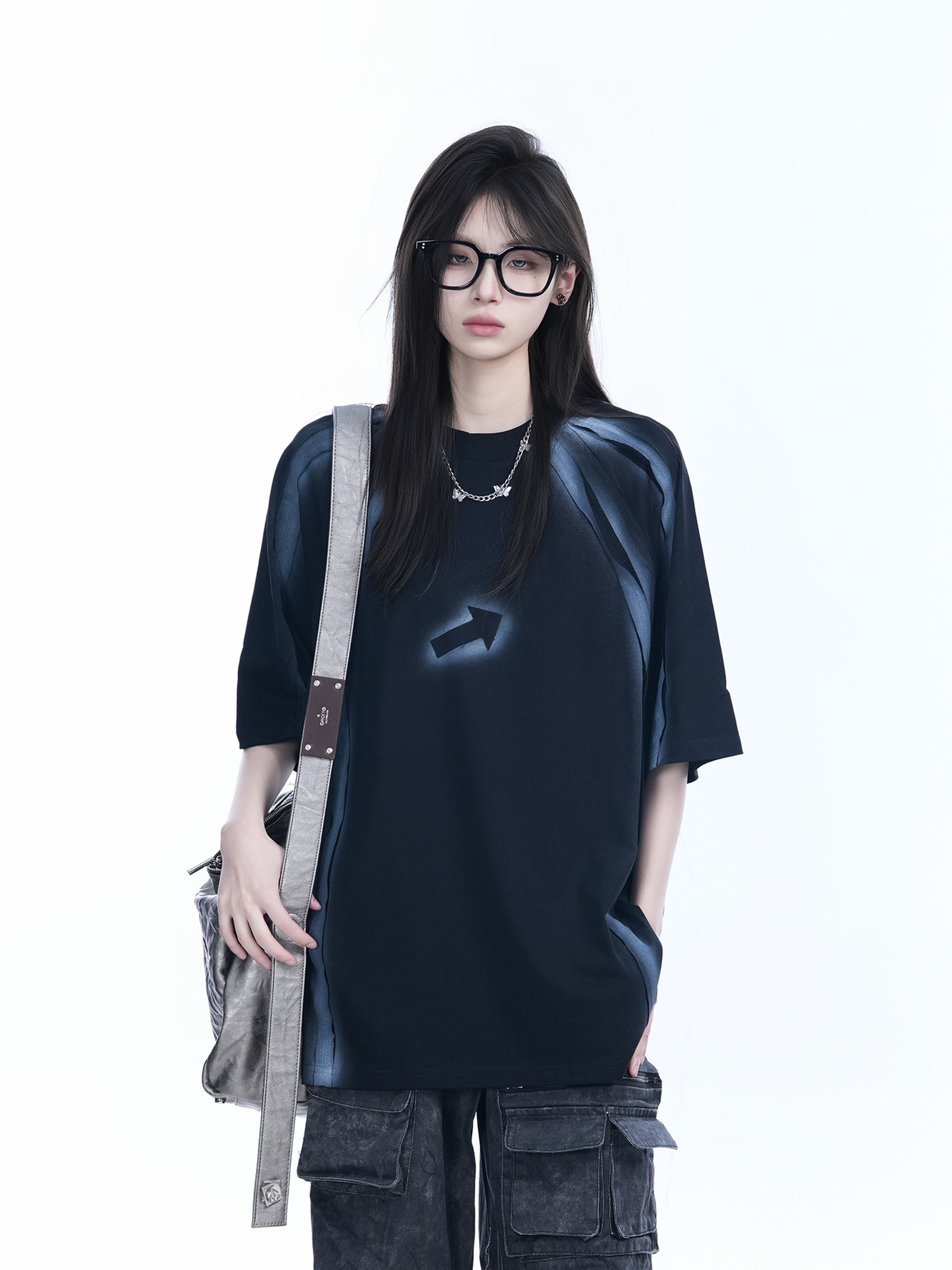 Oversized Tie-Dye Color-Blocking Short Sleeve T-Shirt for Women - Trendy Summer Top, Casual Loose Fit, Y2K Style
