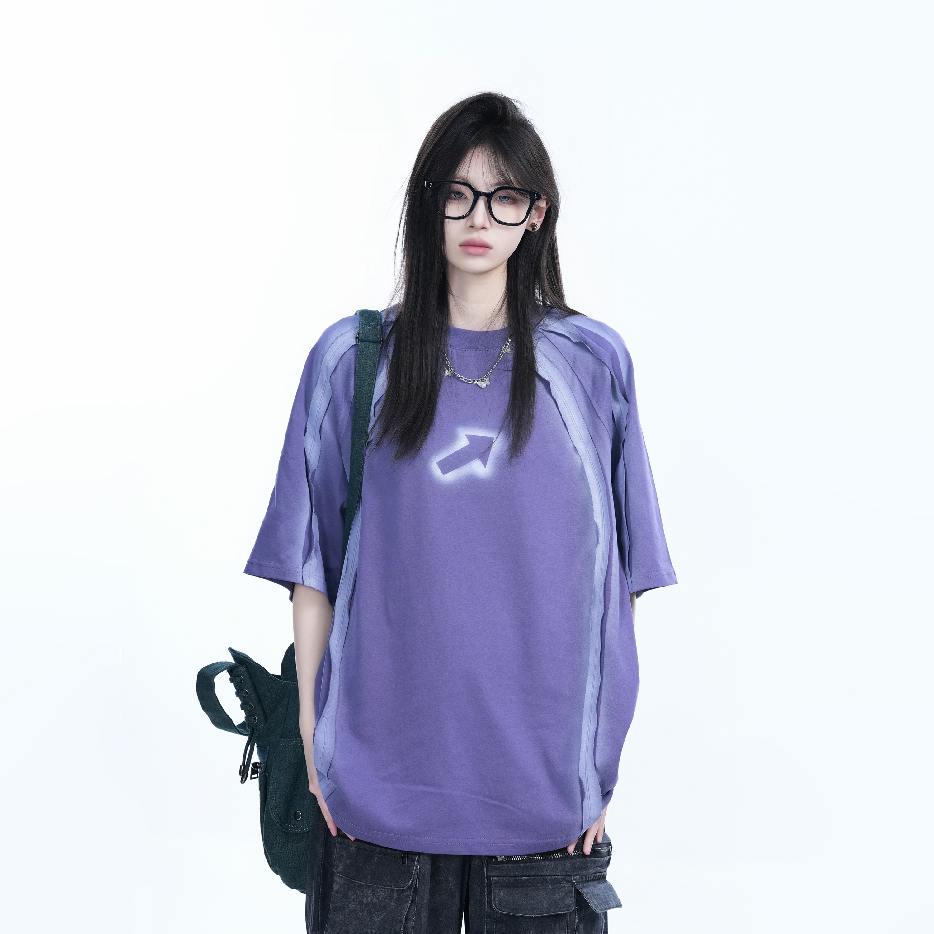 Oversized Tie-Dye Color-Blocking Short Sleeve T-Shirt for Women - Trendy Summer Top, Casual Loose Fit, Y2K Style