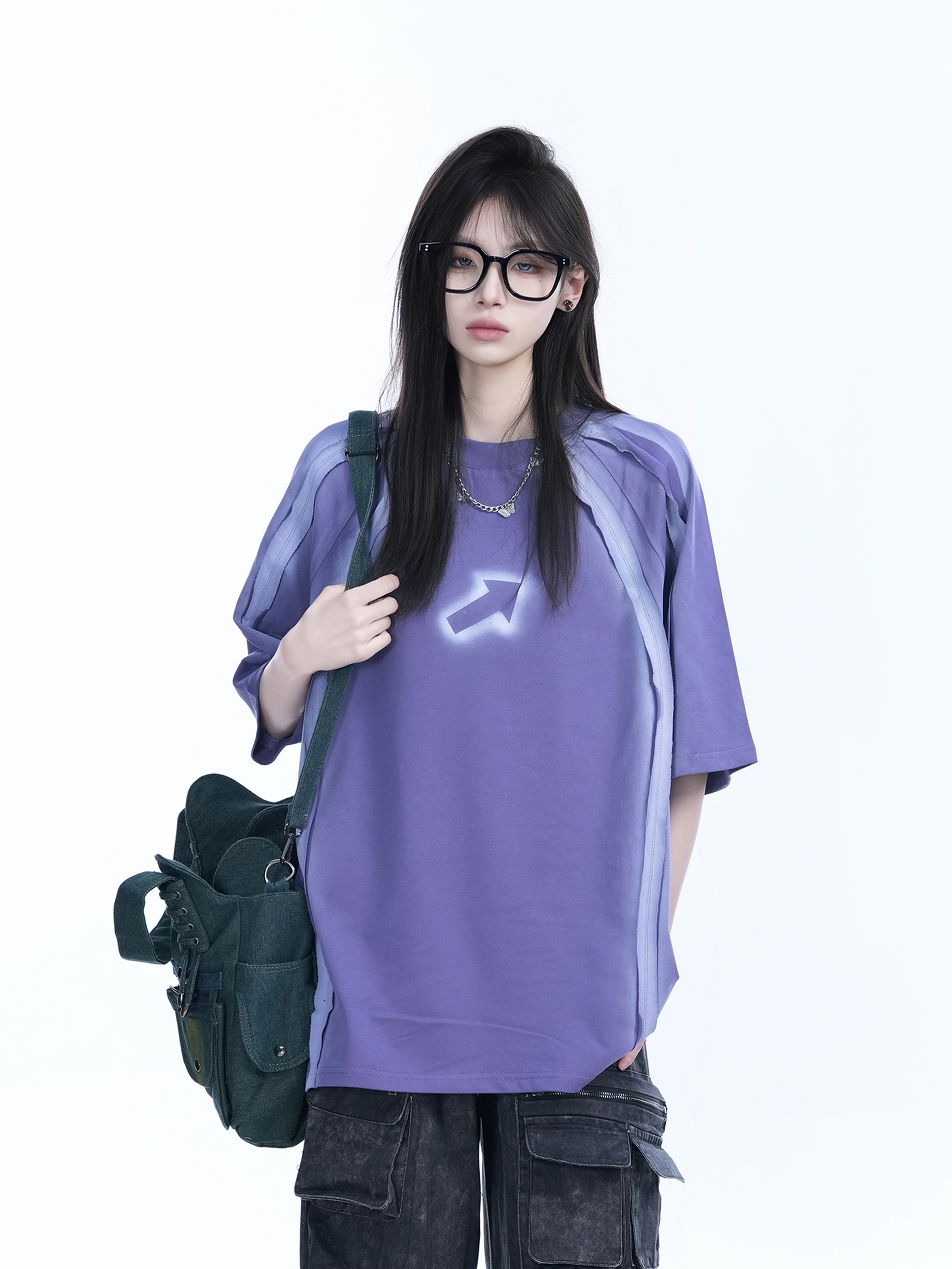 Oversized Tie-Dye Color-Blocking Short Sleeve T-Shirt for Women - Trendy Summer Top, Casual Loose Fit, Y2K Style