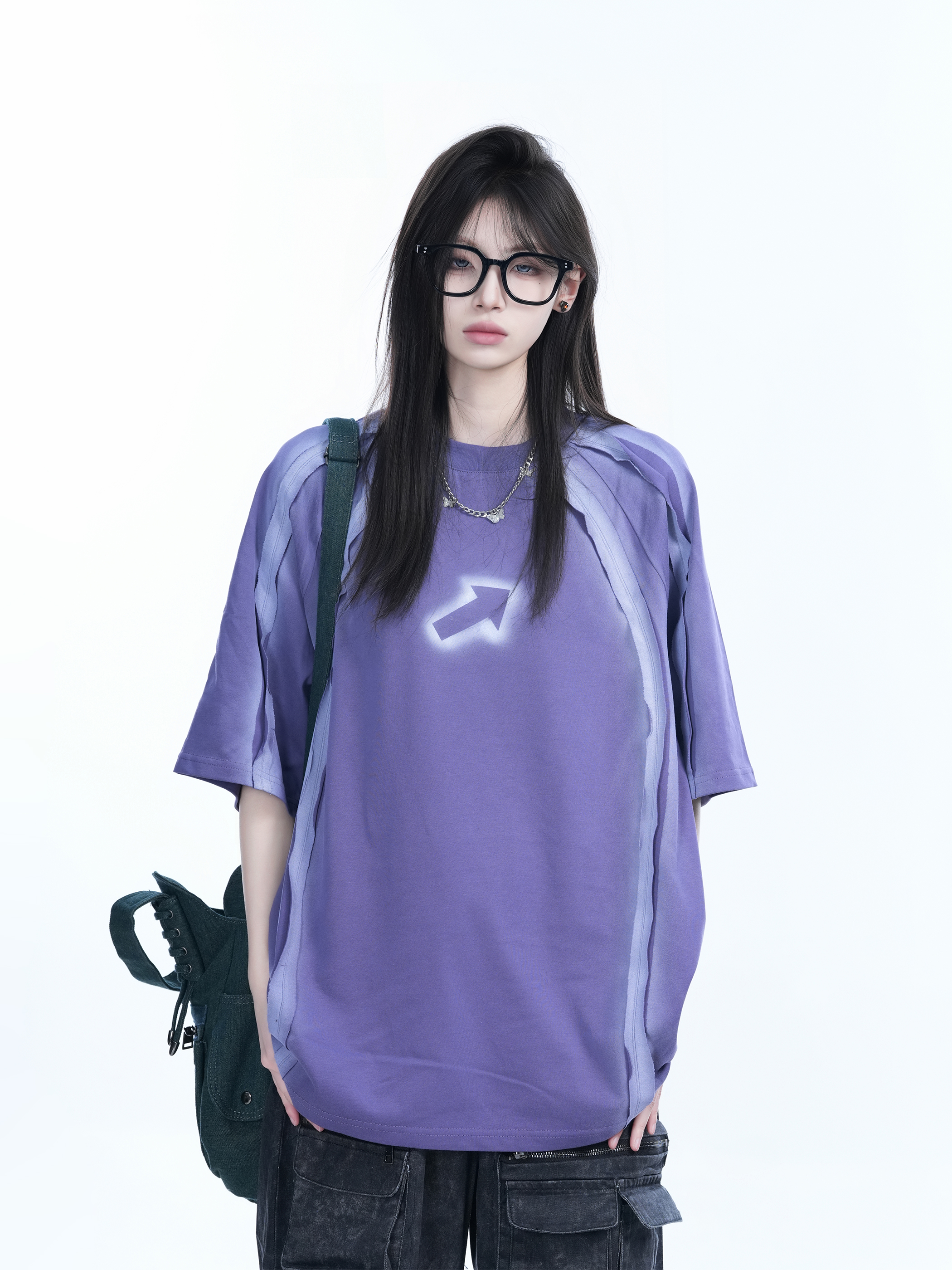 Oversized Tie-Dye Color-Blocking Short Sleeve T-Shirt for Women - Trendy Summer Top, Casual Loose Fit, Y2K Style