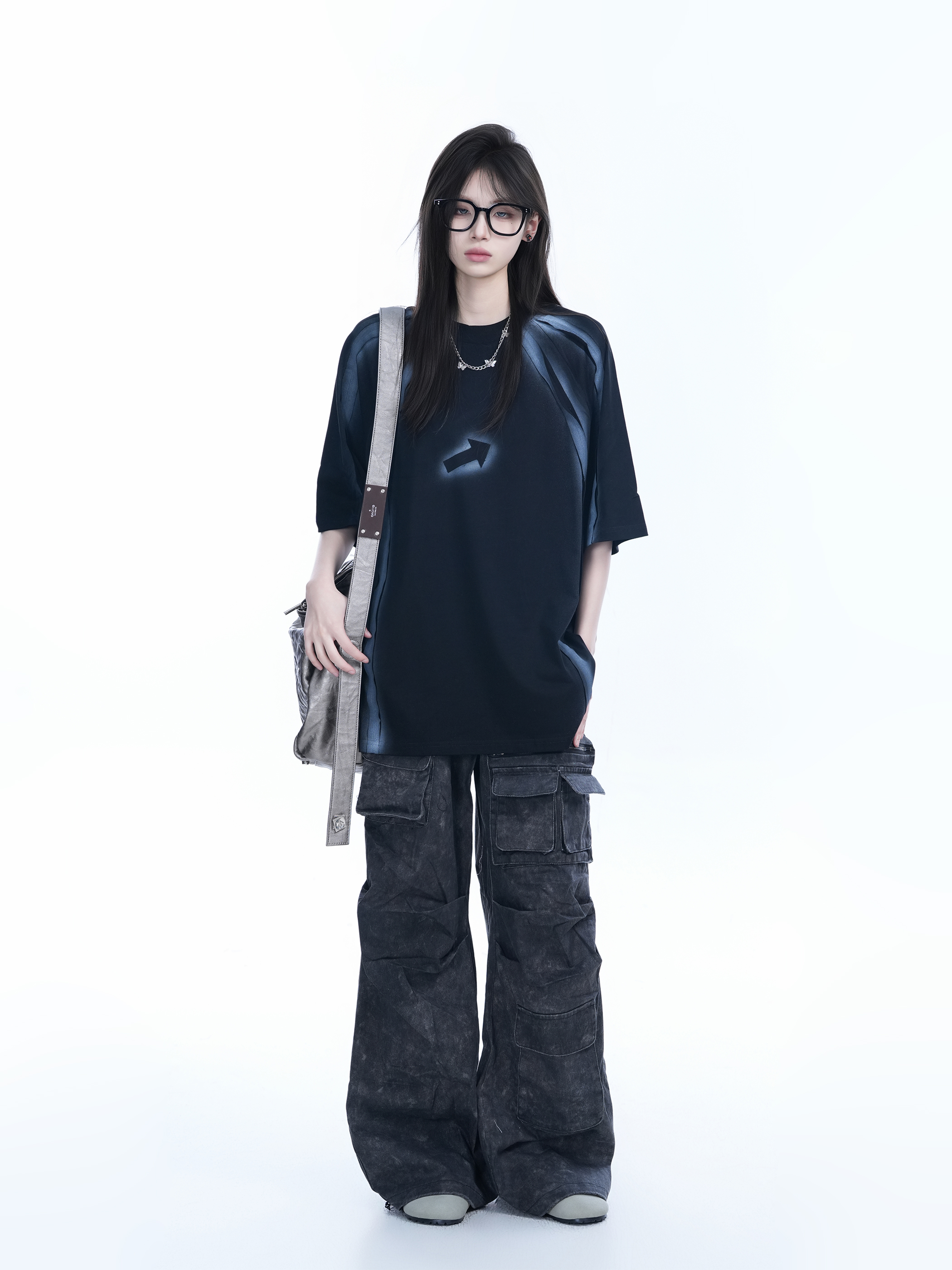 Oversized Tie-Dye Color-Blocking Short Sleeve T-Shirt for Women - Trendy Summer Top, Casual Loose Fit, Y2K Style