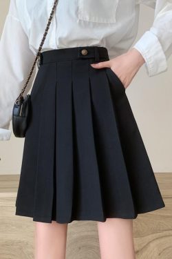 Plus Size High Waist Pleated A-Line Skirt for Women - Mid-Length Flared Half Skirt, Spring Summer College Style Fashion