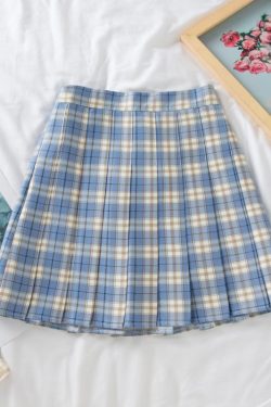 Plus-Size High-Waisted JK Plaid Pleated Skirt, A-Line College Style Uniform Skirt for Curvy Women, Trendy Plus-Size Fashion