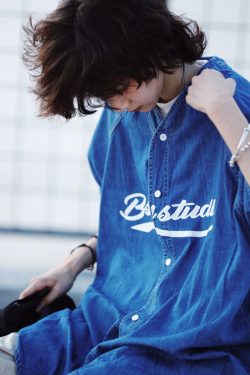 Plus Size Summer Denim Shirt for Women - Loose Fit Short Sleeve Retro Street Style Top
