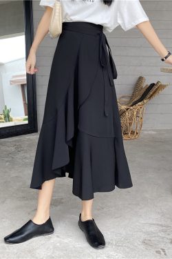 Plus-Size Women's Summer High-Waisted Midi Skirt, Irregular Mermaid Design, Slimming and Hip-Covering, Trendy Fashion Piece