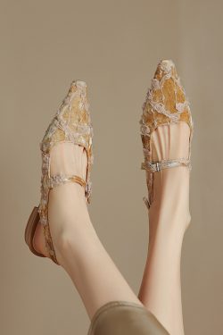 Retro Chinese Style Pointed Backless Flat Sandals for Women - Vintage Corso Venezia Inspired Footwear