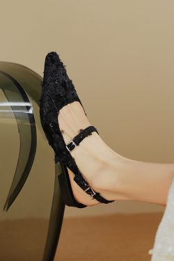 Retro Chinese Style Pointed Backless Flat Sandals for Women - Vintage Corso Venezia Inspired Footwear