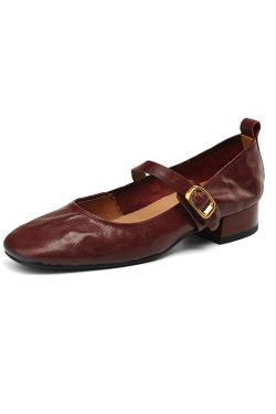 Retro Chunky Heel Mid-Heel Mary Jane Shoes for Women – 2025 Spring/Summer Soft Sole Round Toe Lambskin Footwear