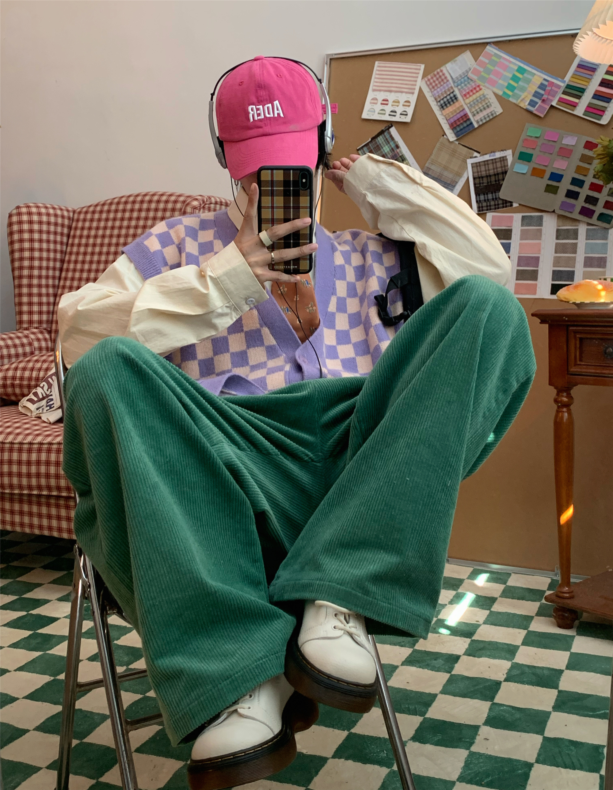 Retro Corduroy Casual Pants for Couples - Japanese Streetwear Loose Wide-Leg Design - Hong Kong Style Fashion