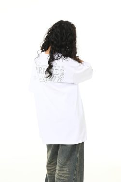Retro Embroidered Letter Short-Sleeve T-Shirt for Men and Women, Oversized Couple Style, Vintage 90s American Fashion