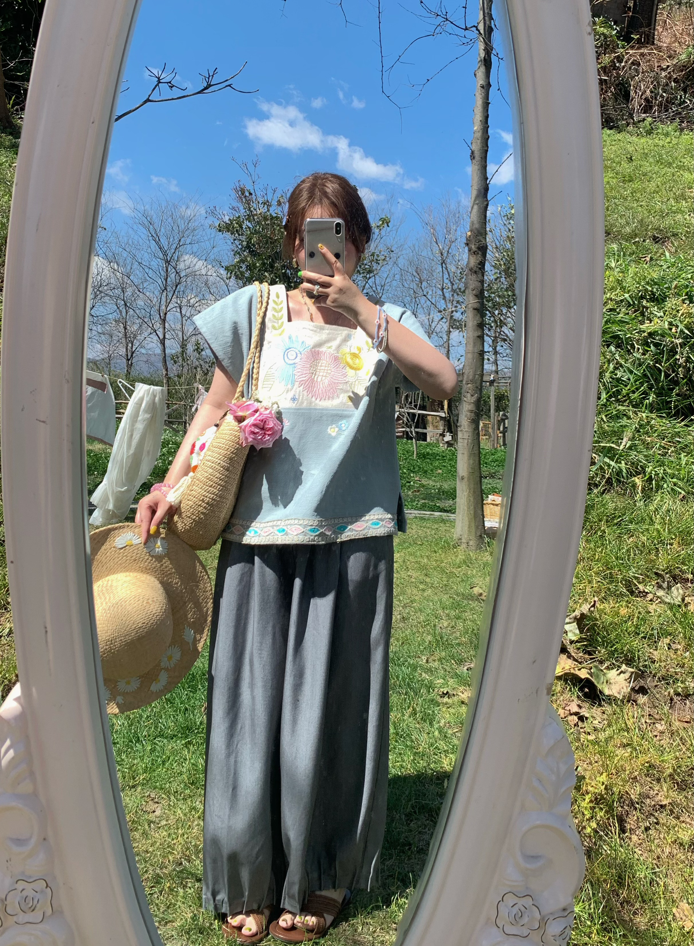 Retro Green Pleated High-Waisted Wide-Leg Lantern Pants for Women - Casual Spring Fashion, Vintage Style, Loose Fit