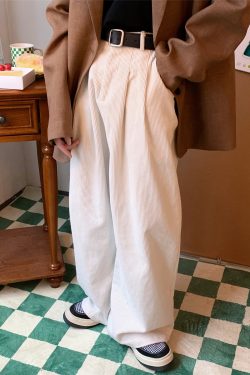 Retro Loose Wide-Leg Corduroy Pants for Couples - Japanese Trendy Casual Trousers, Hong Kong Style, Versatile Fashion