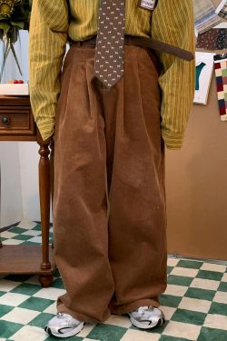 Retro Loose Wide-Leg Corduroy Pants for Couples - Japanese Trendy Casual Trousers, Hong Kong Style, Versatile Fashion