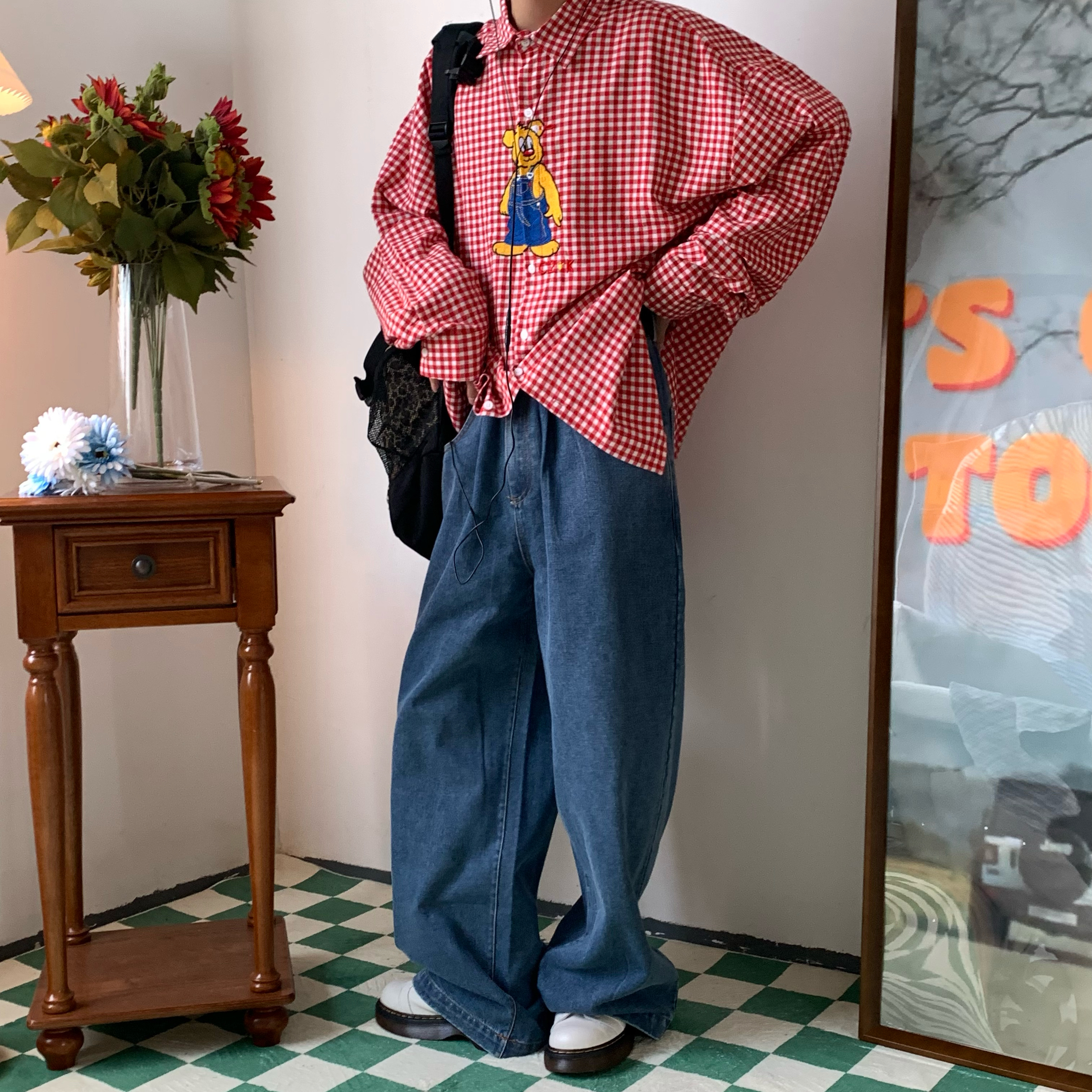 Retro Solid Color Plus Size Wide Leg Pants - Handmade Hong Kong Style, Versatile Loose Floor-Length Trousers for Trendy Looks