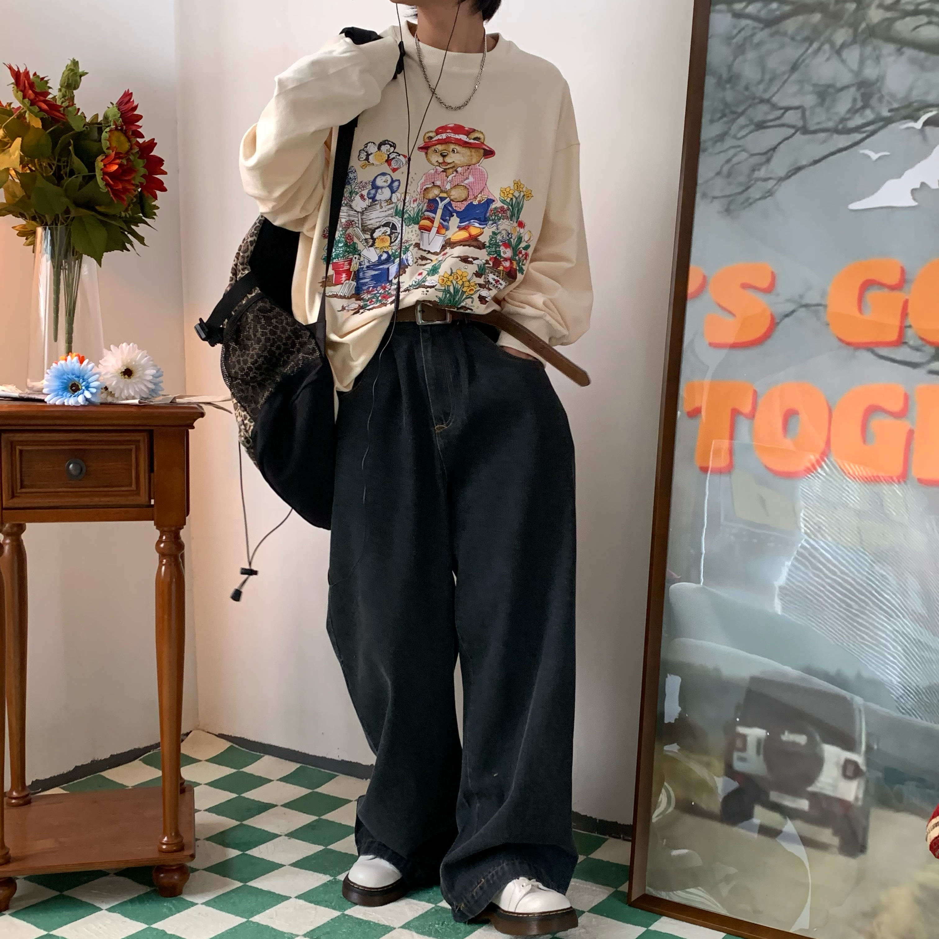 Retro Solid Color Plus Size Wide Leg Pants - Handmade Hong Kong Style, Versatile Loose Floor-Length Trousers for Trendy Looks