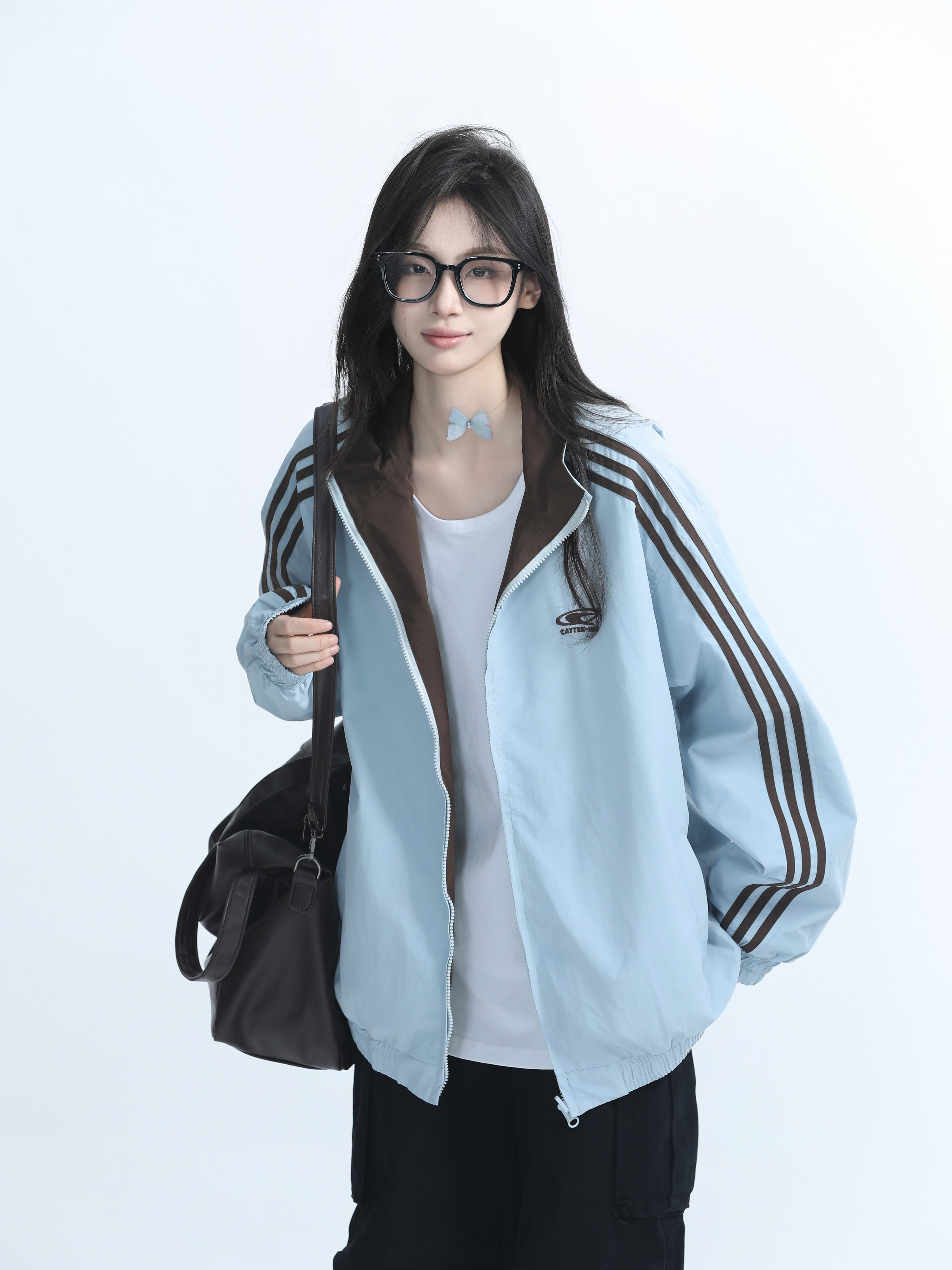 Reversible Brown Jacket for Women - American Retro Style, Loose Fit, Autumn Trend, Casual Layering Essential