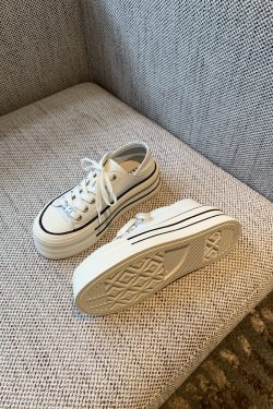 Silver Lace-Up Sneakers for Women - 2025 New Style Genuine Leather Thick-Soled Height-Increasing Casual Sports Shoes