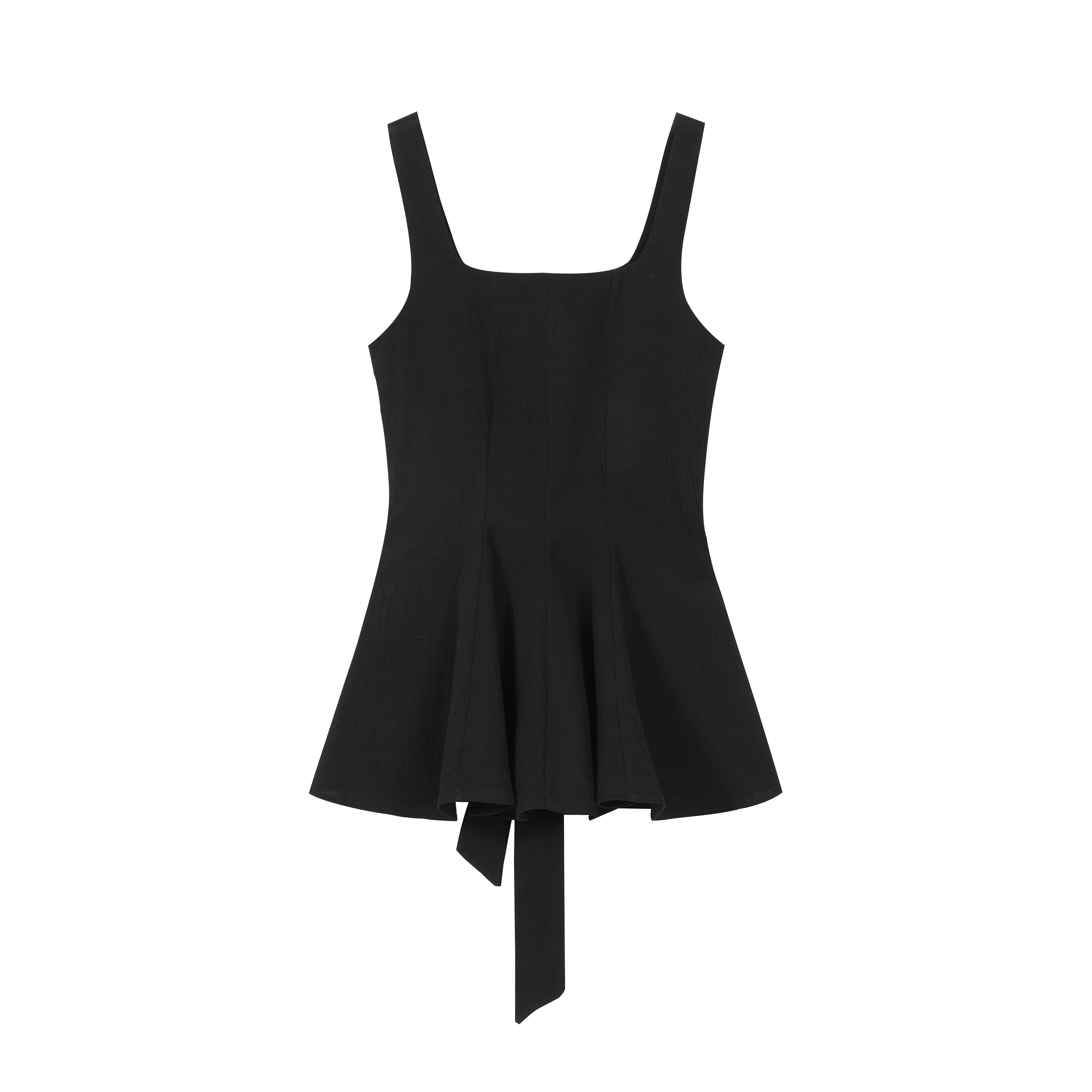 Sleeveless Windbreaker Collar Top with Pleated Hem and Spaghetti Straps - 2025 Summer Style for Socialites and Heiresses