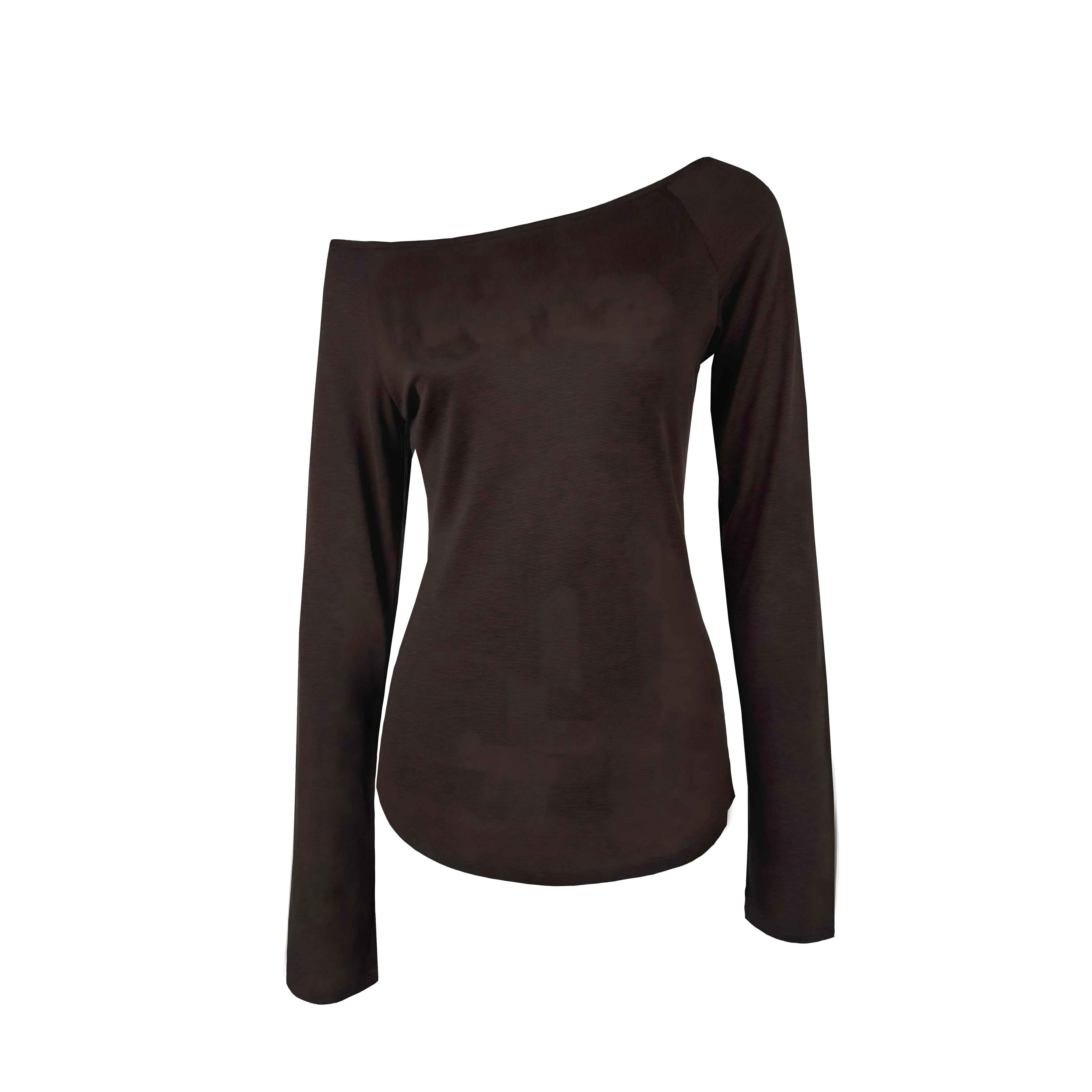Slightly Sheer Off-Shoulder Long Sleeve Top - Relaxed Fit, Casual Chic Style, Perfect for Y2K and Korean Fashion Trends