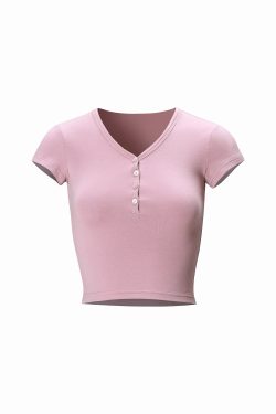 Slim Fit Short Sleeve Buttoned T-Shirt - Versatile Basic Top for Everyday Wear, Perfect for Casual and Smart-Casual Styles