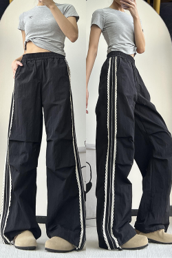 Spicy Girl Cargo Pants for Women – American-Style Lace Splicing, Wide-Leg Design, Flattering for Petite Figures, Versatile Casual Wear