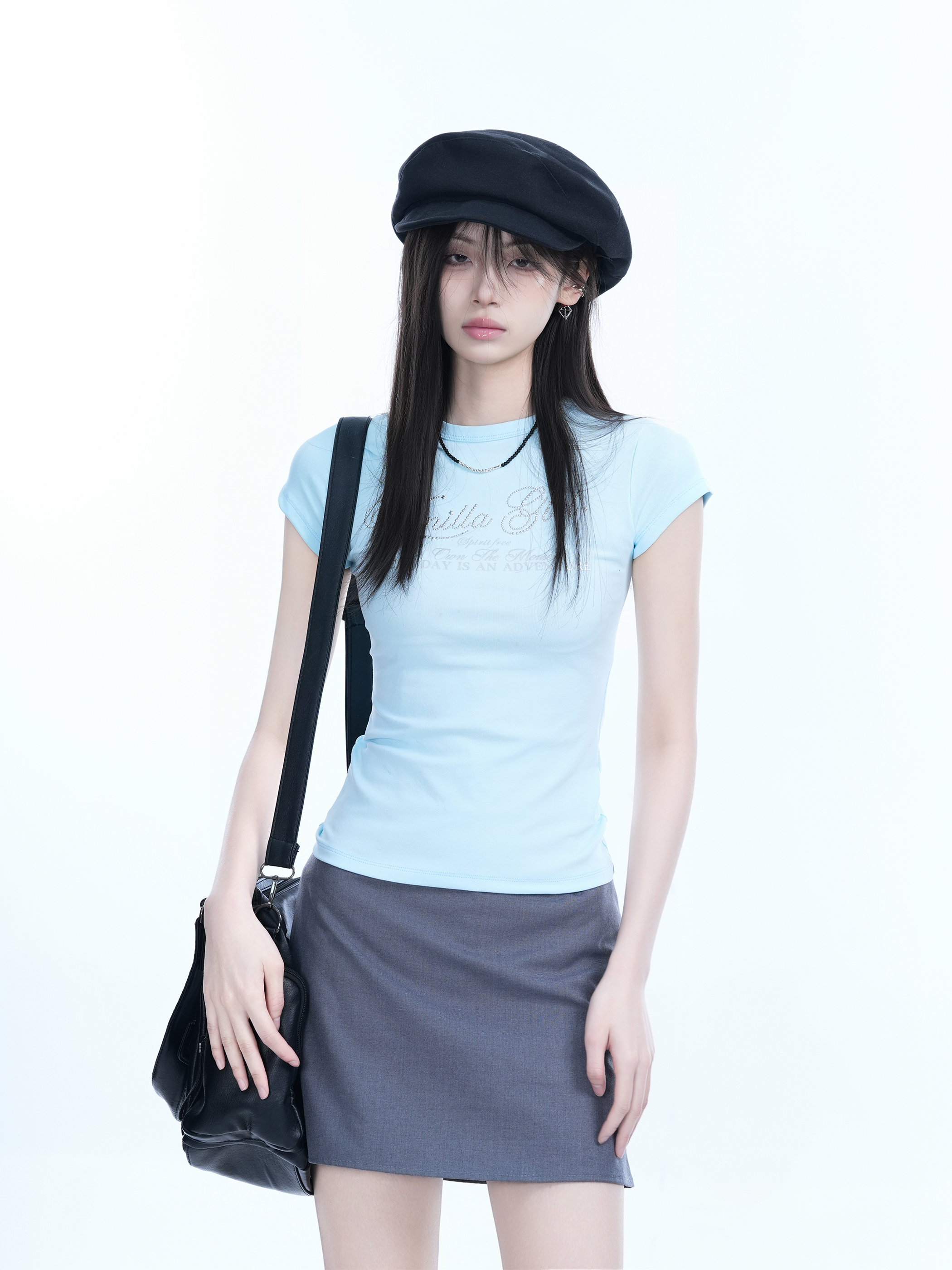 Spicy Girl Slim-Fit Short Sleeve T-Shirt - "Sit and Eat Until the Mountains Are Empty" - Women's Summer Casual Top