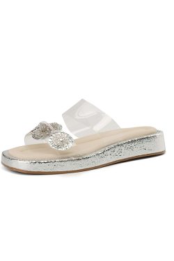 Summer 2025 Women’s Fairy Style Transparent One-Strap Open-Toe Slippers with Thick Sole and Camellia Design