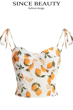 Summer Lemon Print Cami Vest - Sexy Vacation Style, French Pure Desire, Versatile Inner & Outer Wear