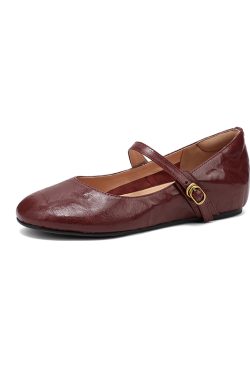 Summer Red Flat Hidden Height Mary Jane Shoes for Women, Small Lambskin, Shallow Mouth, Large Size 41-42, Trendy Summer Footwear