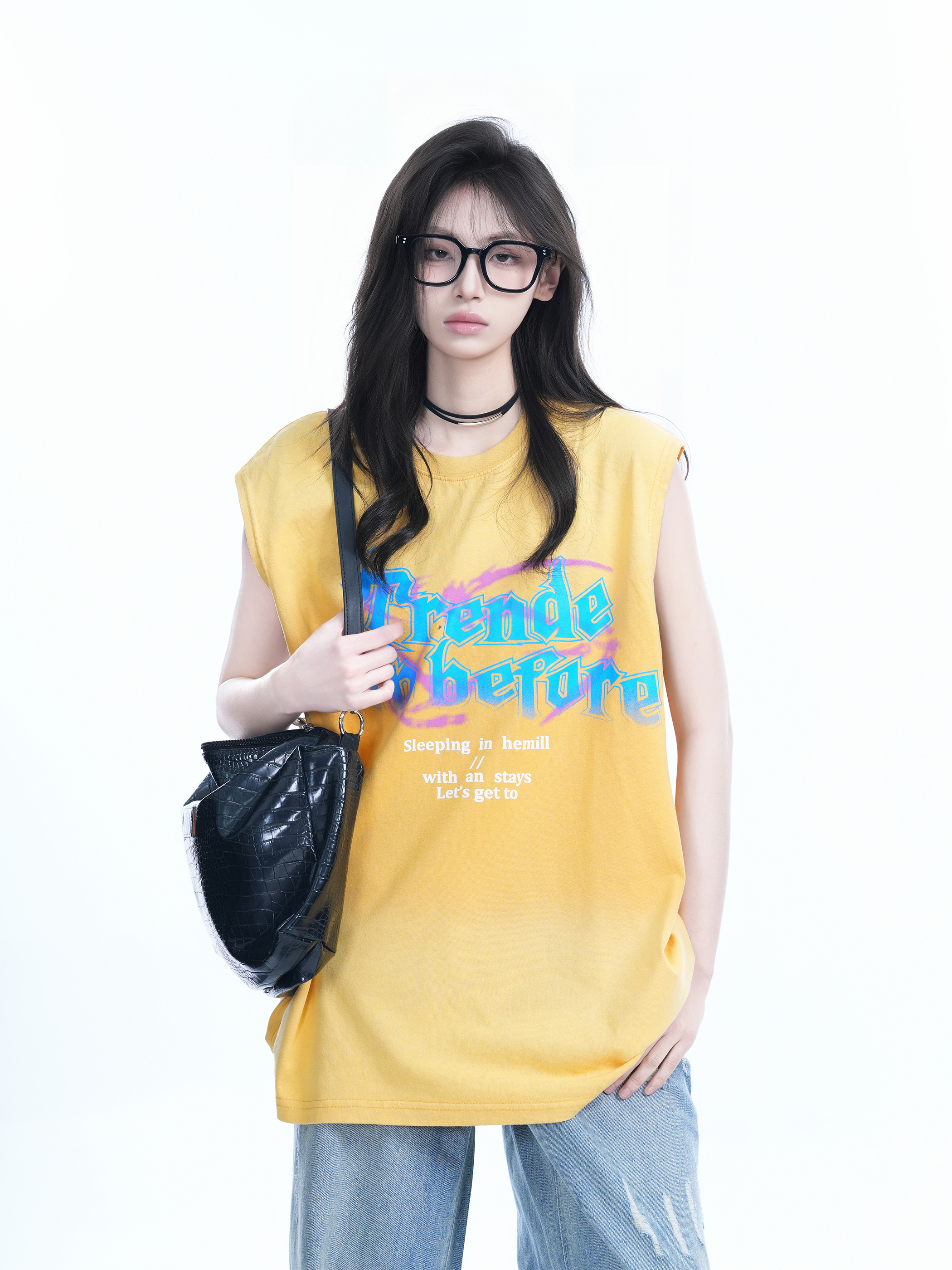 Summer Tie-Dye Gradient Sleeveless T-Shirt for Women, Loose Fit with Shoulder Straps, Trendy Casual Style
