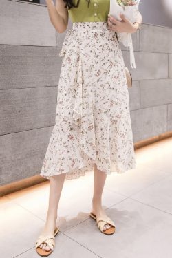 Summer Tie-Up Ruffled One-Piece Beach Skirt for Women, Irregular Fishtail Floral Skirt, TikTok Fairy Style