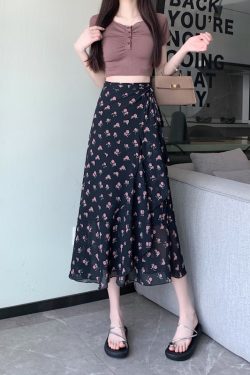 Summer Tie-Up Ruffled One-Piece Beach Skirt for Women, Irregular Fishtail Floral Skirt, TikTok Fairy Style