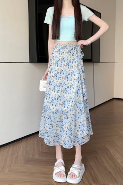 Summer Tie-Up Ruffled One-Piece Beach Skirt for Women, Irregular Fishtail Floral Skirt, TikTok Fairy Style