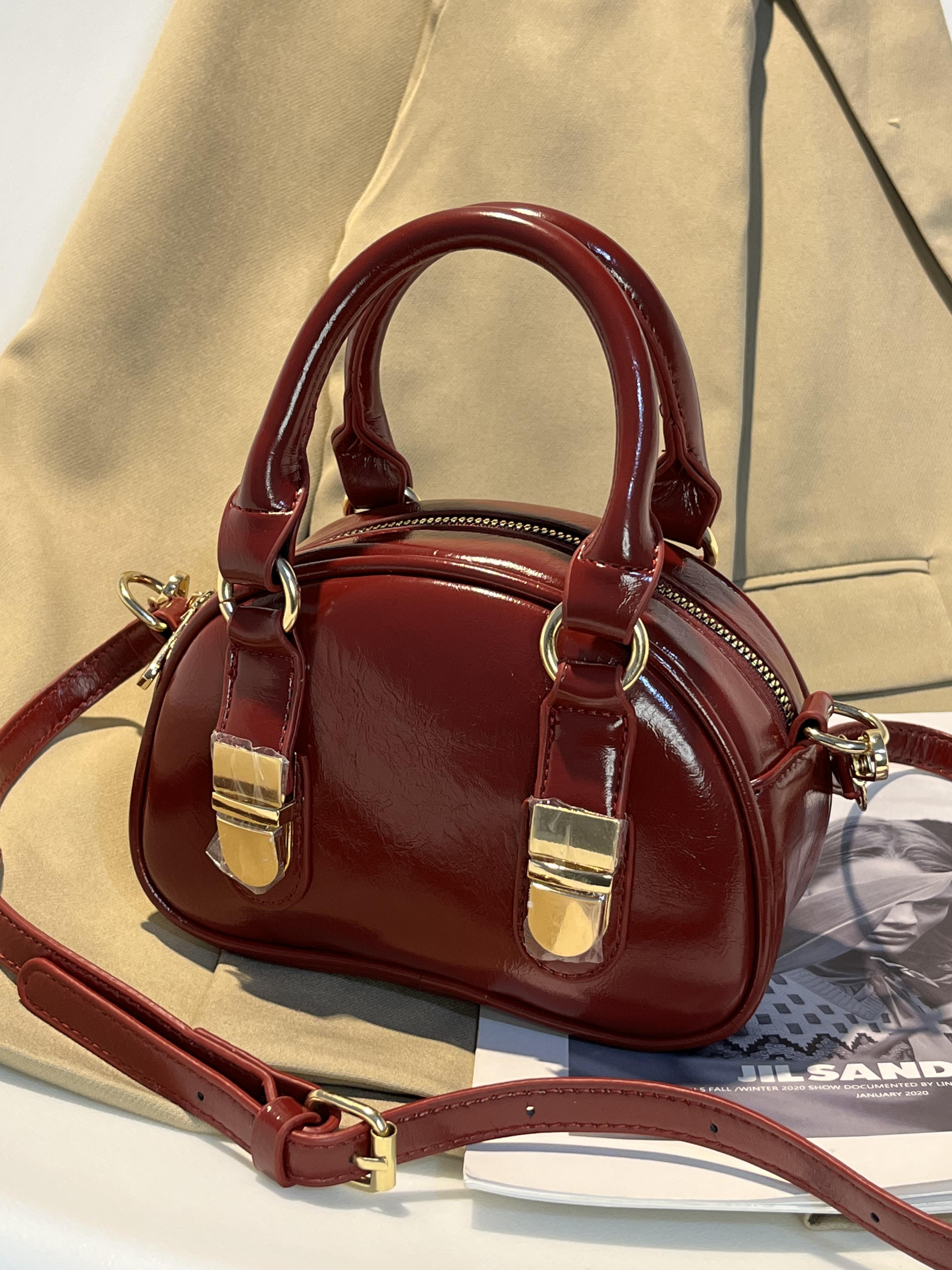 Textured Niche Bowling Bag for Women - 2025 Fashion, Simple Design, Small Round Shoulder Crossbody Handbag