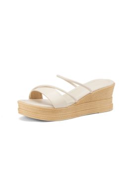 Thick-Soled Genuine Leather Wedge Sandals for Women - Fashionable High-Heeled Platform Slippers, Summer Style