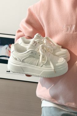 Thick-Soled White Mesh Shoes for Women - Summer 2025 New Style, Breathable, Height-Increasing, Versatile Big Toe Design