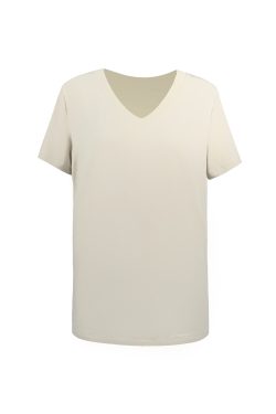 Three-Color V-Neck Loose T-Shirt - Dropped Shoulder, Cool Feel Stretch Top for Casual Style