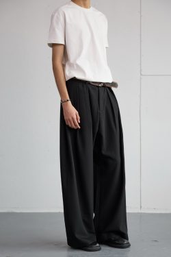Trendy 2025 Spring Draped Foldable Trousers for Men – Loose Versatile Straight Casual Pants for Couples