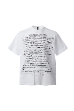 Trendy American Style All-Over Print Bullet Letter Short-Sleeve T-Shirt for Men and Women - Summer Loose Fit Couple Tee
