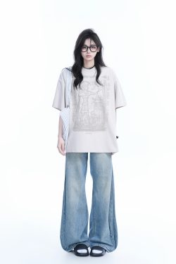 Trendy Indian Spray Print Short-Sleeve T-Shirt for Women, Unique Loose Fit Half-Sleeve Tee, Boho Chic Style